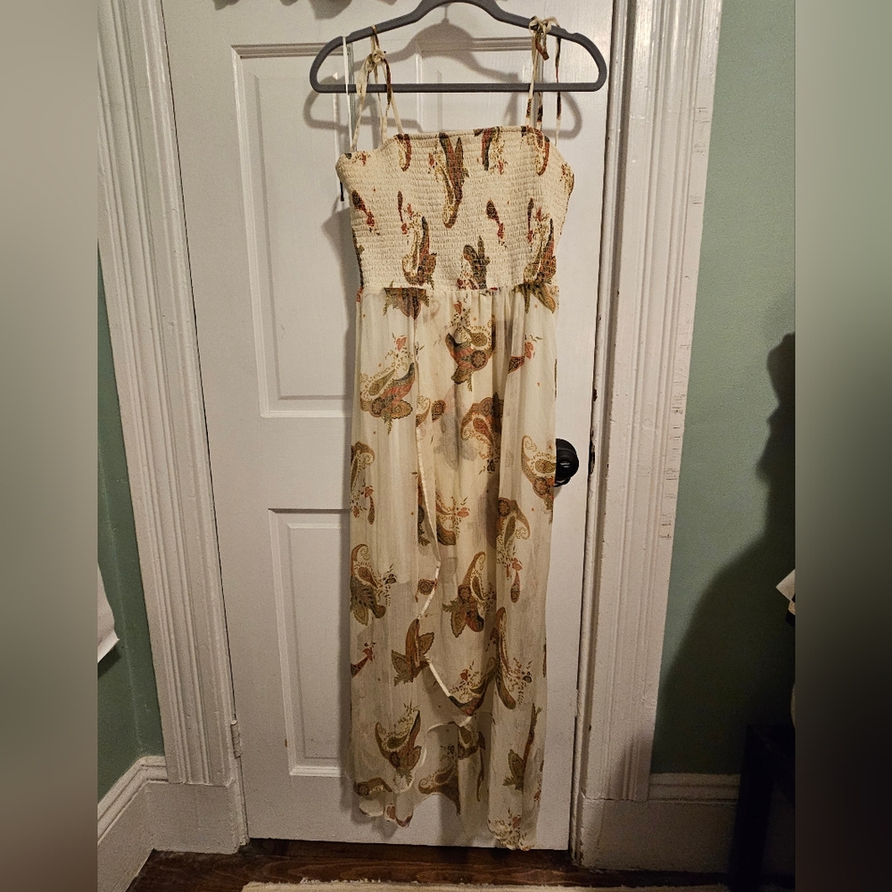 Vince Camuto Cream and Orange Smocked Dress